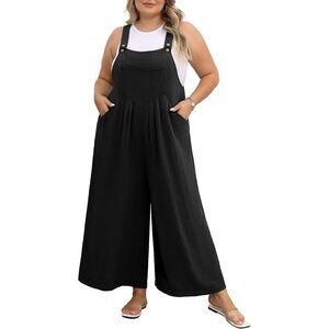 Jumpsuit for Women Wide Leg Casual Summer Rompers Loose fit Overall Jumper Black